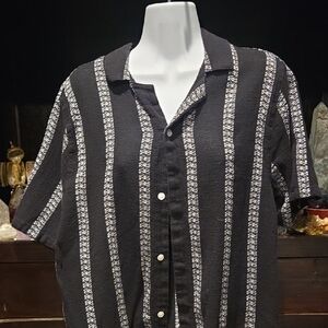 Black and White Striped Men's Shirt